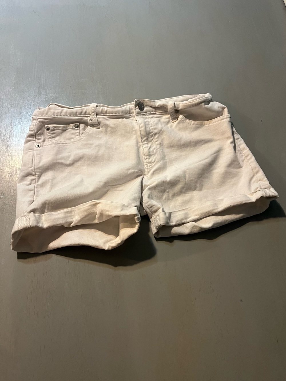 Gap Rise Distressed Denim White Shorts - Size 30